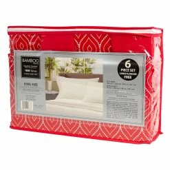 BargainJunkie New Cool Comfort Super Soft MicroFiber King & California King Sized 6 Piece Sheet Set, Red