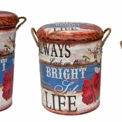 BargainJunkie 3pc Nesting Ottoman Storage Set, Always Look On The Bright Side Of Life Storage & Organization