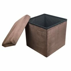 BargainJunkie 15” Collapsible Folding Ottoman, Brown Home & Garden