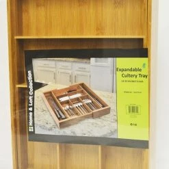 BargainJunkie Kitchen Home And Loft Collection 7-Section Expandable Bamboo Cutlery Tray