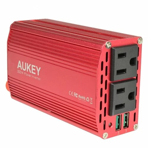 BargainJunkie Aukey PA-V2 300W DC To AC Car Power Inverter, Dual USB Ports & AC Outlets New