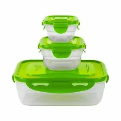 BargainJunkie Starfrit Lock & Lock 6 PC Lunch Kit With Color Lids, Green