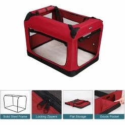 BargainJunkie Veehoo Red Folding Soft Dog Crate, XXXL