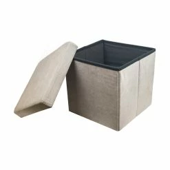 BargainJunkie Home & Garden Home And Loft Collection Folding 15” Storage Ottoman, Dark Grey