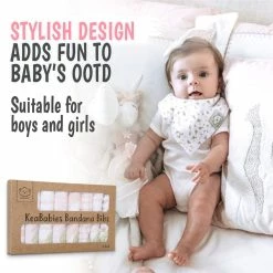 BargainJunkie New KeaBabies 8 Pack Of Organic Cotton Bandana Bibs, Sweet Charm