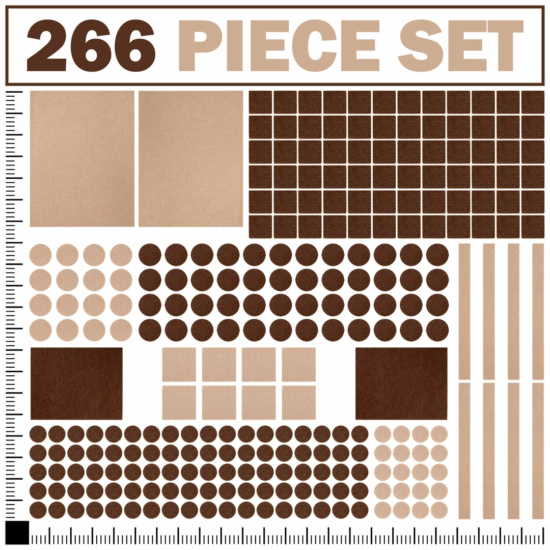 BargainJunkie Home Ease 266pc Assorted Adhesive Felt Furniture Pad Floor Protectors New