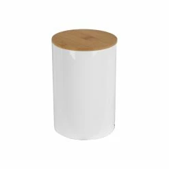 BargainJunkie Home Trends Ceramic Canister With Bamboo Lid, Medium