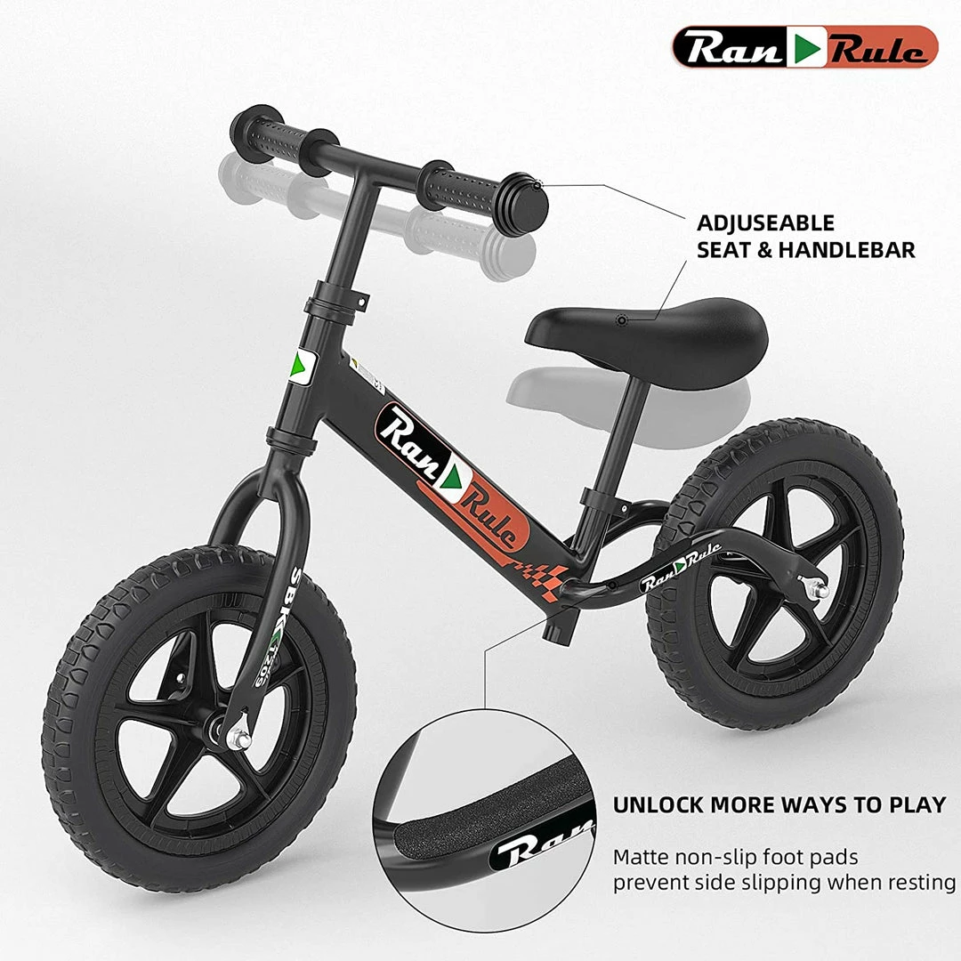 BargainJunkie Ran Rule Kid's Balance Bike, Black New