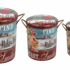 BargainJunkie 3pc Nesting Ottoman Storage Set, Find The One Who Makes Your Heart Smile