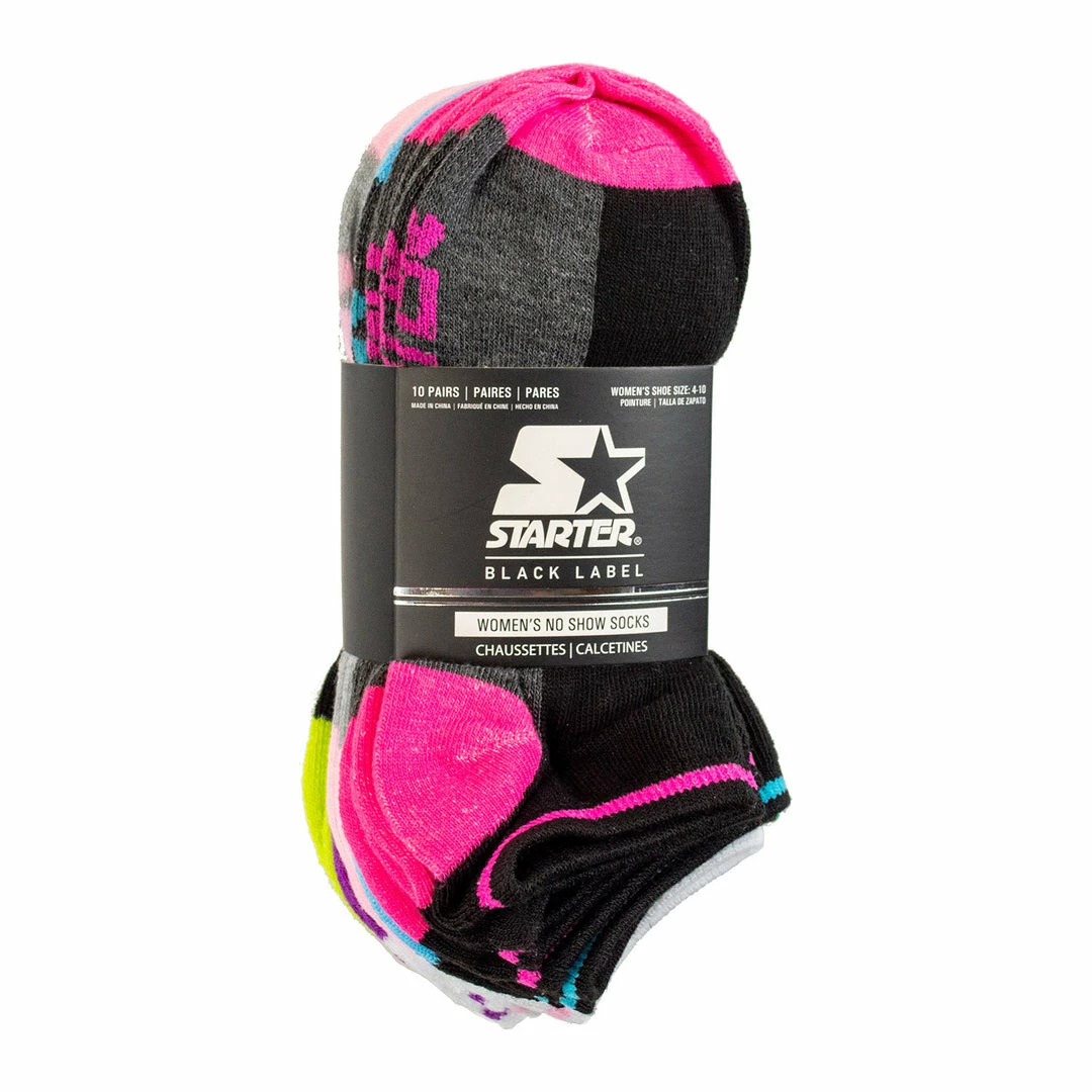 BargainJunkie Starter Black Label Women's No Show Socks Size 4-10, 10 Pairs