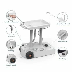 BargainJunkie Tidobit Wheeled Camping Mobile Foot-Pump Handwash Stand