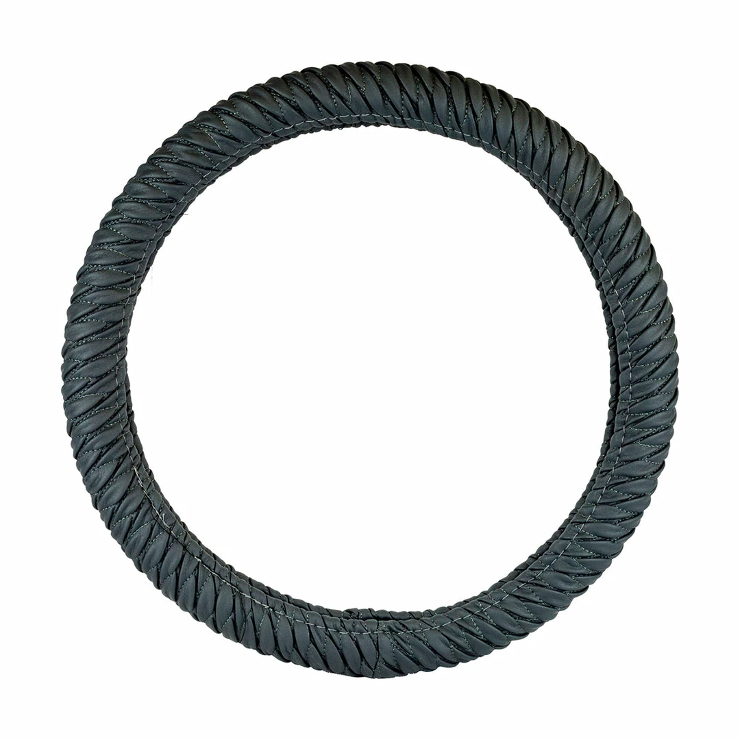 BargainJunkie PowerXT Textured Faux Leather Steering Wheel Cover, Dark Grey