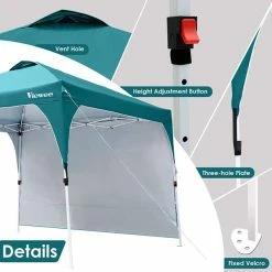 BargainJunkie Viewee Canopy Tent With Side Wall And Fixed Sand Bags New
