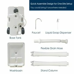 BargainJunkie Tidobit Wheeled Camping Mobile Foot-Pump Handwash Stand