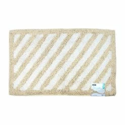BargainJunkie Home & Garden Harman Diagonal Two Tone Bath Mat, White And Natural