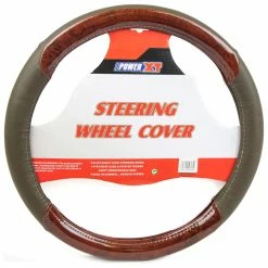 BargainJunkie PowerXT Steering Wheel Cover, Brown W/Burled Inlays
