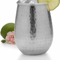 BargainJunkie New Mikasa Silver-Plated Hammered Stemless Goblet, 18-Ounce
