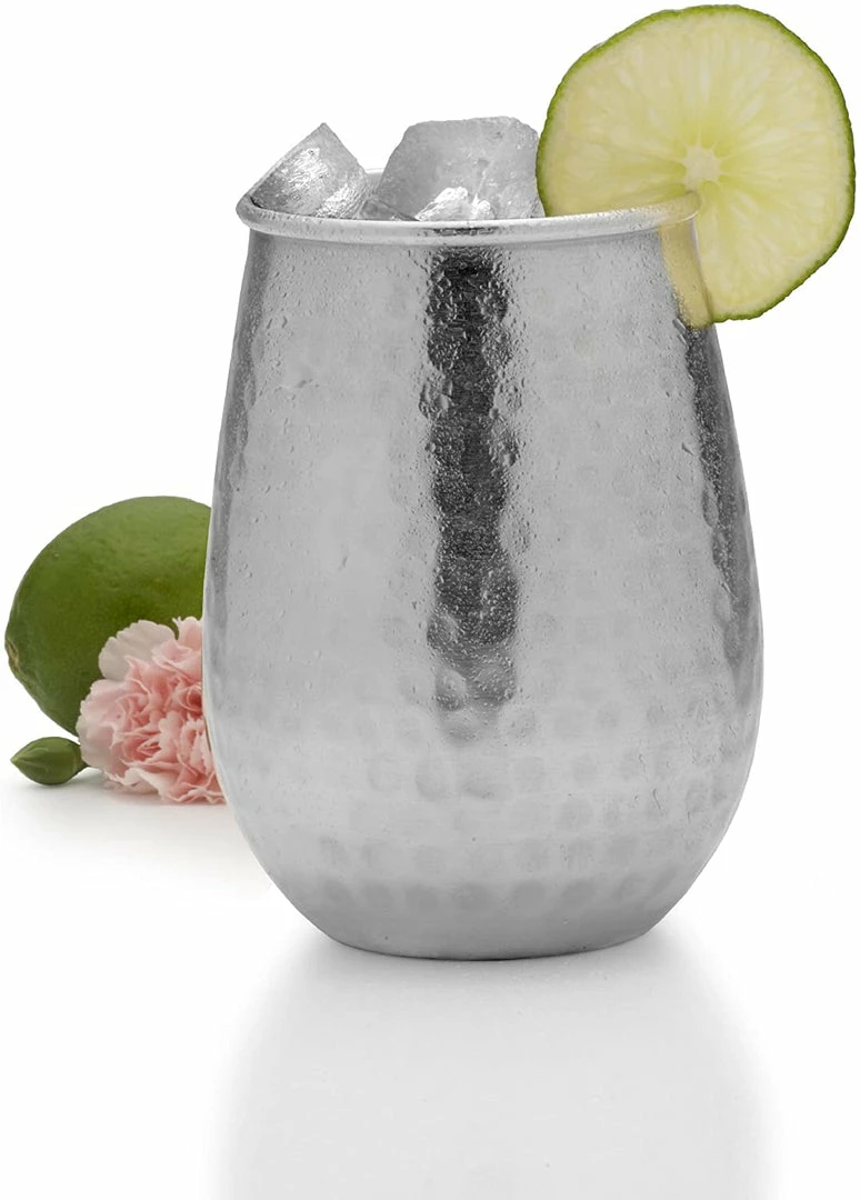 BargainJunkie New Mikasa Silver-Plated Hammered Stemless Goblet, 18-Ounce