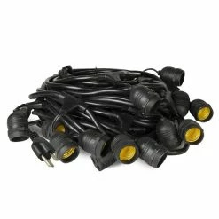 BargainJunkie 48' Outdoor Weatherproof String Lights Cable W/24 E26 Type Sockets (Bulbs Not Included)
