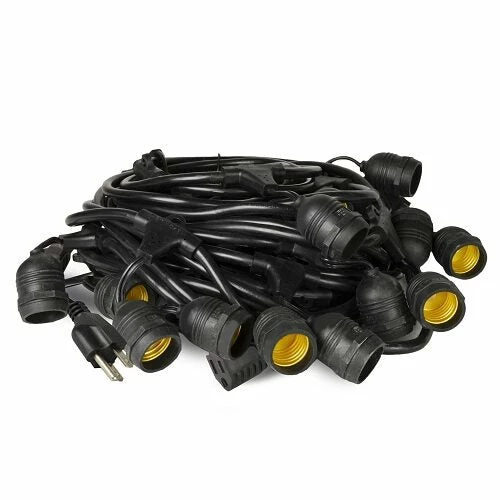 BargainJunkie 48' Outdoor Weatherproof String Lights Cable W/24 E26 Type Sockets (Bulbs Not Included)