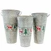 BargainJunkie 3pc Christmas Metal Vase Set