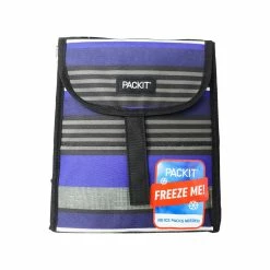 BargainJunkie Packit Freezable Lunch Sack, Blue Striped New