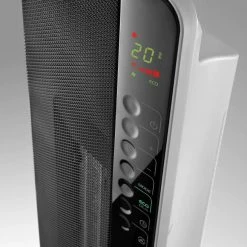 BargainJunkie Delonghi White Oscillatiing Instant Ceramic Tower Heater With Remote, Refurbished