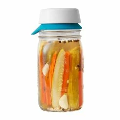 BargainJunkie Chef'n Quickler Pickle Preserve Vacuum Lid With Recipe Book, Blue New