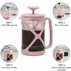 BargainJunkie Primula Tempo 6 Cup Glass French Coffee Press, Cotton Candy Pink