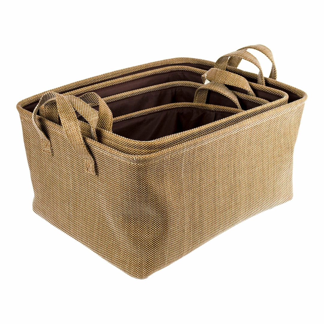BargainJunkie Home Ease 4 Piece Deluxe Fabric Storage Basket Set, Brown Home & Garden