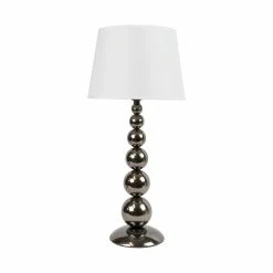 BargainJunkie Metalic Table Lamp With Decorative White Shade Home & Garden