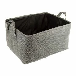 BargainJunkie Home Ease 4 Piece Deluxe Fabric Storage Basket Set, Black