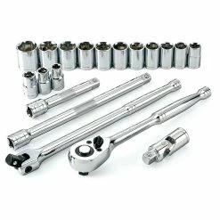 BargainJunkie Powerbuilt 641708 1/2" Drive 6 Pt. Metric Socket Set, 19 Pieces