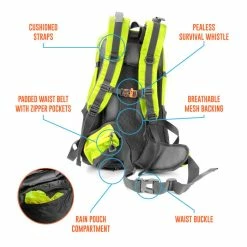 BargainJunkie Grizzly Peak 45L Internal Frame Hiking Backpack, Lime Green New