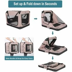 BargainJunkie New Veehoo Beige Coffee Folding Soft Dog Crate, XXL