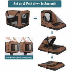 BargainJunkie Veehoo Brown Folding Soft Dog Crate, XL