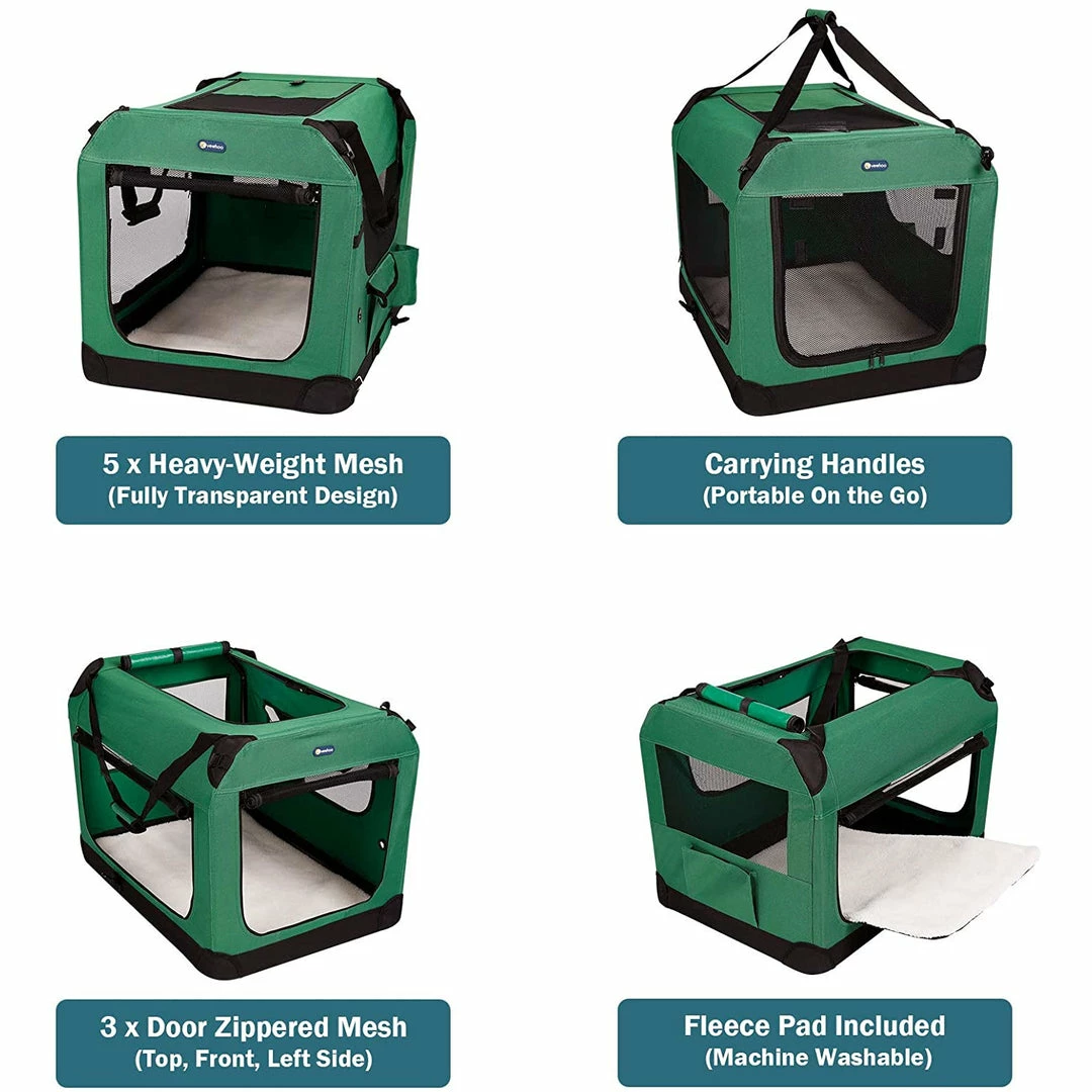 BargainJunkie Veehoo Green Folding Soft Dog Crate, XXXL