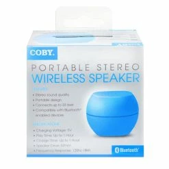 BargainJunkie Coby Portable Wireless Stereo Speaker, Blue New