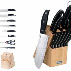 BargainJunkie Oster 14pc Stainless Steel Cutlery Set, Black W/Wood Block