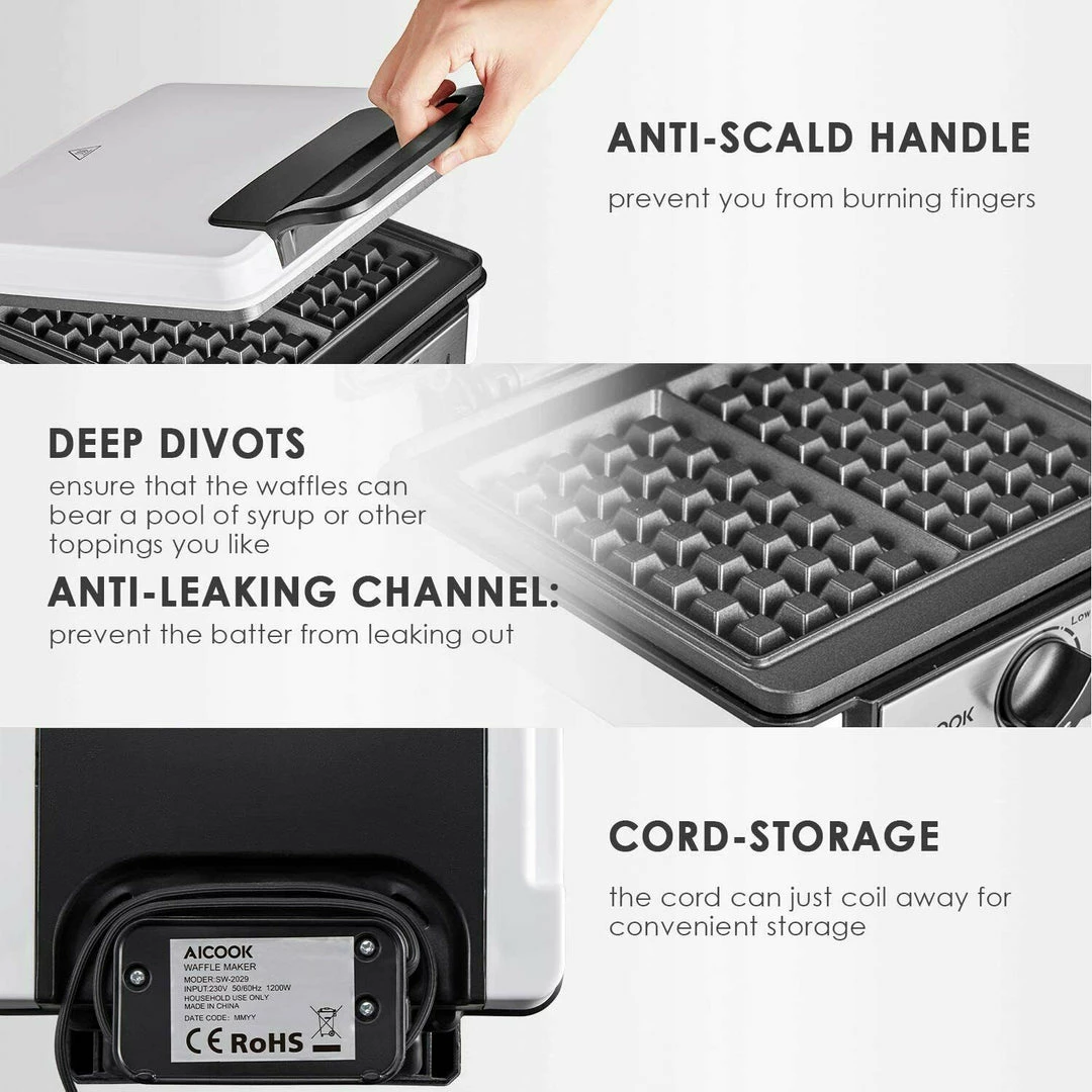 BargainJunkie AICOOK SW-2029 Belgian Waffle Maker New