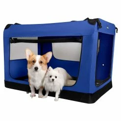 BargainJunkie New Veehoo Blue Folding Soft Dog Crate, XXL