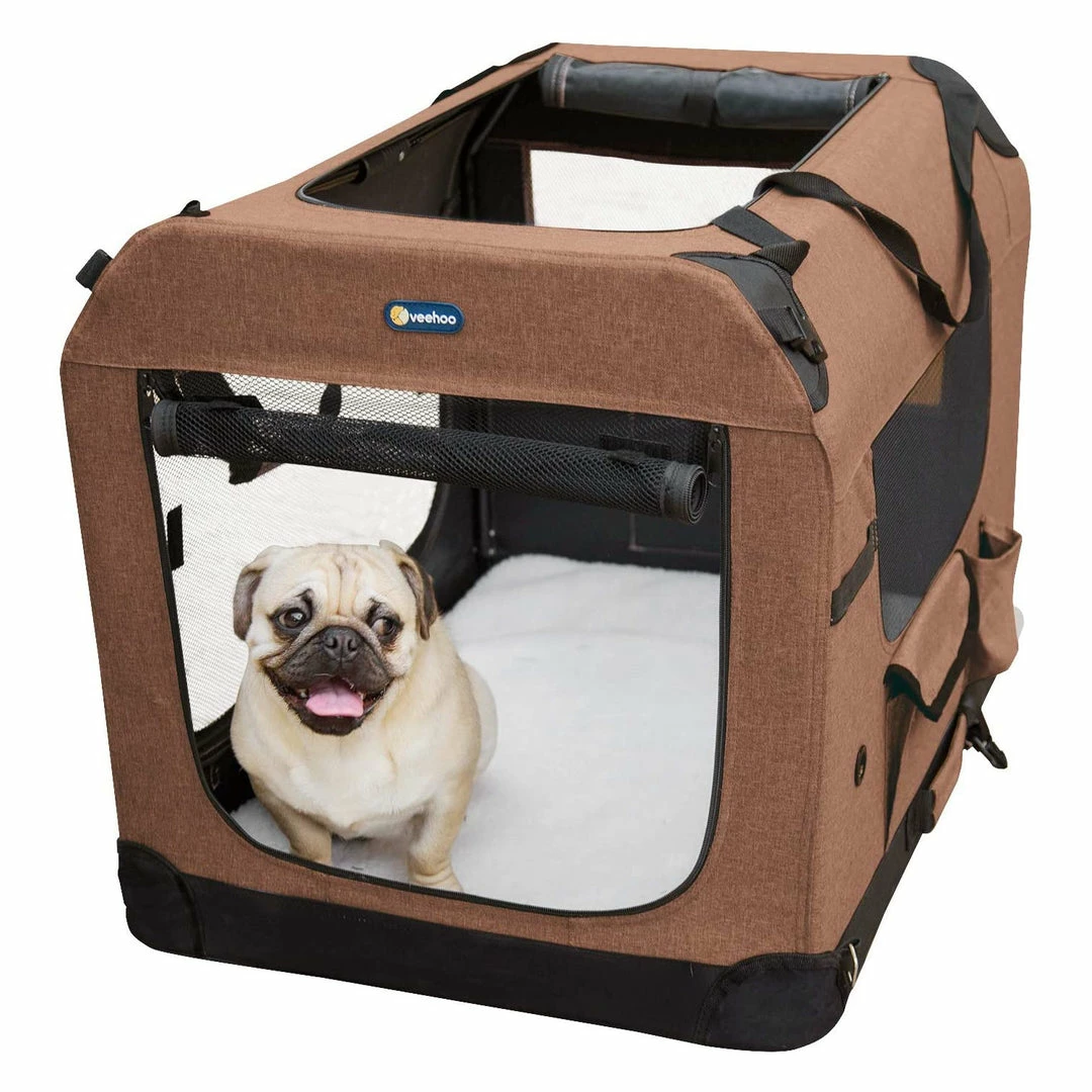 BargainJunkie Veehoo Brown Folding Soft Dog Crate, S New