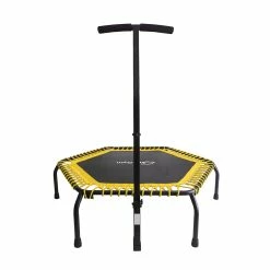 BargainJunkie OursGym Indoor Fitness Trampoline With Adjustable Handrail Bar, Yellow New