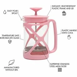 BargainJunkie Primula Tempo 6 Cup Glass French Coffee Press, Cotton Candy Pink