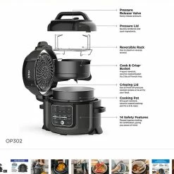 BargainJunkie Ninja Foodi OP305 6.5 Qt TenderCrisp Pressure Cooker, Refurbished New