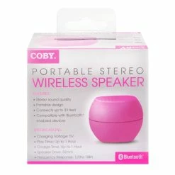 BargainJunkie Coby Portable Wireless Stereo Speaker, Pink