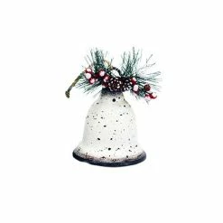 BargainJunkie 6" Metal Bell Ornament, White New