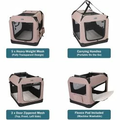 BargainJunkie New Veehoo Beige Coffee Folding Soft Dog Crate, XXL