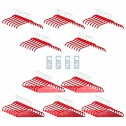 BargainJunkie Huggable Hangers 74-Piece Set With Odor Eliminators, Ruby Red