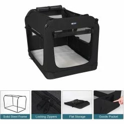 BargainJunkie New Veehoo Black Folding Soft Dog Crate, S